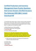 Certified Production and Inventory &NewLine;Management Exam Practice Questions &NewLine;And Correct Answers &lpar;Verified Answers&rpar; &NewLine;Plus Rationale 2026 Q&A&vert; Instant &NewLine;Download Pdf 