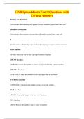 C268 Spreadsheets Test 1 Questions with&NewLine;Correct Answers