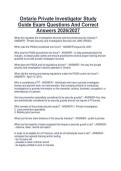 Ontario Private Investigator Study&NewLine;Guide Exam Questions And Correct&NewLine;Answers 2026&sol;2027