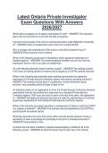 Package deal for Ontario Private Investigator Ontario Private Investigator Study Guide Exam Questions And Correct Answers 2026&sol;2027