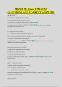 MGMT 501 Exam UPDATED &NewLine;QUESTIONS AND CORRECT ANSWERS