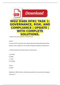 WGU D486 DFN1 TASK 1&colon; GOVERNANCE&comma; RISK&comma; AND COMPLIANCE &vert; 2026&sol;2027 UPDATE &vert; WITH COMPLETE SOLUTIONS&period;