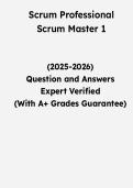 Scrum Professional Scrum Master 1 &vert; Questions & Verified Answers &vert; Comprehensive PSM I Certification Exam Review Study Guide PDF &vert; 2026