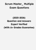 Scrum Master Multiple Exam Questions &vert; Questions & Verified Answers &vert; Comprehensive Scrum Master Certification Exam Review Study Guide PDF &vert; 2026