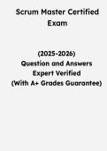 Scrum Master Certified Exam &vert; Questions & Verified Answers &vert; Comprehensive Scrum Master Certification Exam Review Study Guide PDF &vert; 2026