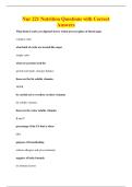 Nur 221 Nutrition Questions with Correct&NewLine;Answers