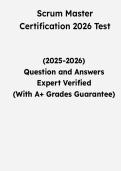 Scrum Master Certification 2026 Test &vert; Questions & Verified Answers &vert; Comprehensive Scrum Master Certification Exam Review Study Guide PDF &vert; 2026