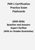 PSM 1 Certification Practice Exam Flashcards &vert; Questions & Verified Answers &vert; Comprehensive Professional Scrum Master I Certification Exam Review Study Guide PDF &vert; 2026