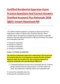 Certified Residential Appraiser Exam &NewLine;Practice Questions And Correct Answers &NewLine;&lpar;Verified Answers&rpar; Plus Rationale 2026 &NewLine;Q&A&vert; Instant Download Pdf  