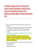 Certified Supply Chain Professional &NewLine;Exam Practice Questions And Correct &NewLine;Answers &lpar;Verified Answers&rpar; Plus &NewLine;Rationale 2026 Q&A&vert; Instant Download &NewLine;Pdf