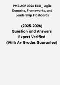PMI-ACP 2026 ECO Agile Domains&comma; Frameworks&comma; and Leadership Flashcards &vert; Questions & Verified Answers &vert; Comprehensive PMI Agile Certified Practitioner Exam Review Study Guide PDF &vert; 2026