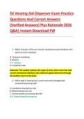 DC Hearing Aid Dispenser Exam Practice &NewLine;Questions And Correct Answers &NewLine;&lpar;Verified Answers&rpar; Plus Rationale 2026 &NewLine;Q&A&vert; Instant Download Pdf