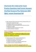 Chartered Life Underwriter Exam &NewLine;Practice Questions And Correct Answers &NewLine;&lpar;Verified Answers&rpar; Plus Rationale 2026 &NewLine;Q&A&vert; Instant Download Pdf  