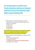 DC Heating Systems Installer Exam &NewLine;Practice Questions And Correct Answers &NewLine;&lpar;Verified Answers&rpar; Plus Rationale 2026 &NewLine;Q&A&vert; Instant Download Pdf