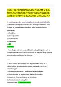 HESI RN PHARMACOLOGY EXAM Q & A &NewLine;100&percnt; CORRECTLY VERIFIED ANSWERS &NewLine;LATEST UPDATE 2026&sol;2027 GRADED A&plus;