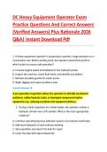 DC Heavy Equipment Operator Exam &NewLine;Practice Questions And Correct Answers &NewLine;&lpar;Verified Answers&rpar; Plus Rationale 2026 &NewLine;Q&A&vert; Instant Download Pdf 