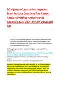 DC Highway Construction Inspector &NewLine;Exam Practice Questions And Correct &NewLine;Answers &lpar;Verified Answers&rpar; Plus &NewLine;Rationale 2026 Q&A&vert; Instant Download &NewLine;Pdf 