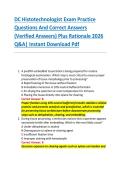 DC Histotechnologist Exam Practice &NewLine;Questions And Correct Answers &NewLine;&lpar;Verified Answers&rpar; Plus Rationale 2026 &NewLine;Q&A&vert; Instant Download Pdf