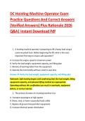 DC Hoisting Machine Operator Exam &NewLine;Practice Questions And Correct Answers &NewLine;&lpar;Verified Answers&rpar; Plus Rationale 2026 &NewLine;Q&A&vert; Instant Download Pdf  