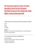 DC Housing Inspector Exam Practice &NewLine;Questions And Correct Answers &NewLine;&lpar;Verified Answers&rpar; Plus Rationale 2026 &NewLine;Q&A&vert; Instant Download Pdf 