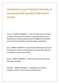 Introduction to Law Final Exam University of Iowa &lpar;Hosmanek&rpar; Questions With Correct Answers 