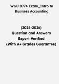 WGU D774 Intro to Business Accounting Exam &vert; Questions & Verified Answers &vert; Comprehensive WGU Introduction to Business Accounting Exam Review Study Guide PDF &vert; 2026&NewLine;