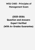 WGU C483 Principles of Management Exam &vert; Questions & Verified Answers &vert; Comprehensive WGU Principles of Management Exam Review Study Guide PDF &vert; 2026