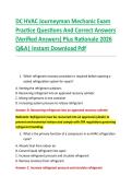 DC HVAC Journeyman Mechanic Exam &NewLine;Practice Questions And Correct Answers &NewLine;&lpar;Verified Answers&rpar; Plus Rationale 2026 &NewLine;Q&A&vert; Instant Download Pdf  