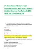 DC HVAC Master Mechanic Exam &NewLine;Practice Questions And Correct Answers &NewLine;&lpar;Verified Answers&rpar; Plus Rationale 2026 &NewLine;Q&A&vert; Instant Download Pdf 