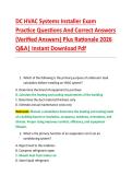 DC HVAC Systems Installer Exam &NewLine;Practice Questions And Correct Answers &NewLine;&lpar;Verified Answers&rpar; Plus Rationale 2026 &NewLine;Q&A&vert; Instant Download Pdf  