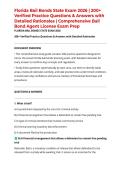 Florida Bail Bonds State Exam 2026 &vert; 200&plus; Verified Practice Questions & Answers with Detailed Rationales &vert; Comprehensive Bail Bond Agent License Exam Prep