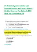 DC Hydronic Systems Installer Exam &NewLine;Practice Questions And Correct Answers &NewLine;&lpar;Verified Answers&rpar; Plus Rationale 2026 &NewLine;Q&A&vert; Instant Download Pdf  