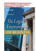 SOLUTION MANUAL The Legal Environment of Business&comma; 14th Edition by Roger E&period; Meiners&vert; ISBN-13 978-0357451724  &vert;  Verified Chapters 1 - 22 &vert; All Chapters 