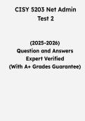 CISY 5203 Net Admin Test 2 &vert; Questions & Verified Answers &vert; Comprehensive Network Administration Exam Review Study Guide PDF &vert; 2026