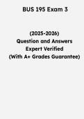 BUS 195 Exam 3 &vert; Questions & Verified Answers &vert; Comprehensive Business Course Exam Review Study Guide PDF &vert; 2026&NewLine;