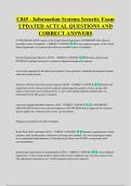 C845 - Information Systems Security Exam &NewLine;UPDATED ACTUAL QUESTIONS AND &NewLine;CORRECT ANSWERS