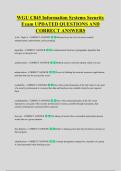 WGU C845 Information Systems Security &NewLine;Exam UPDATED QUESTIONS AND &NewLine;CORRECT ANSWERS