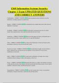 C845 Information Systems Security&colon; &NewLine;Chapter 1 Exam UPDATED QUESTIONS &NewLine;AND CORRECT ANSWERS