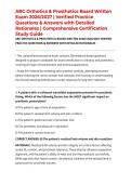 ABC Orthotics & Prosthetics Board Written Exam 2026&sol;2027 &vert; Verified Practice Questions & Answers with Detailed Rationales &vert; Comprehensive Certification Study Guide