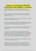 Primary Care Final Exam UPDATED &NewLine;QUESTIONS AND CORRECT ANSWERS