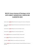 BIOL251 Human Anatomy & Physiology I w&sol;Lab  &NewLine;WITH CORRECT ANSWERS WELL VERIFIED AND &NewLine;ELABORATED 2026&excl;