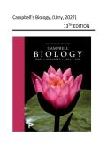 Test Bank - Campbell Biology&comma; 13th Edition &lpar;Urry&comma; 2027&rpar;&comma;All  Chapters 1-56  Fully Covered 2026&sol;2027