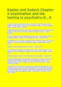 Testbank Kaplan and Sadock Chapter 5 Examination Lab Testing Psychiatry Q&A&NewLine;&NewLine;