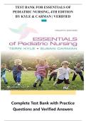Test Bank for Essentials of Pediatric Nursing&comma; 4th Edition by Kyle & Carman &vert; Verified Questions and Verified Answers 2026&ndash;2027 