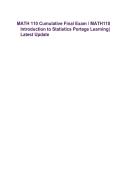 MATH 110 Cumulative Final Exam &sol; MATH110 Introduction to Statistics Portage Learning&vert; Latest Update