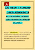 NURS 328 Week 6&colon; Nursing Care &ndash; Meningitis Practice Questions and Answers &lpar;Latest 2026&sol;2027 Edition&rpar;