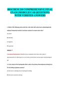 BIOCHEM 210 COMPREHENSIVE FINAL&NewLine;EXAM &lpar;MODULES 1-8&rpar; QUESTIONS&NewLine;WITH VERIFIED ANSWERS