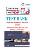 TEST BANK for Growth and Development Across the Lifespan&NewLine;3rd Edition By Gloria Leifer&semi; Eve Fleck Isbn 978-0323809405&NewLine;
