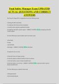 Food Safety Manager Exam UPDATED &NewLine;ACTUAL QUESTIONS AND CORRECT &NewLine;ANSWERS