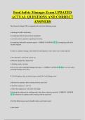 Food Safety Manager Exam UPDATED &NewLine;ACTUAL QUESTIONS AND CORRECT &NewLine;ANSWERS
